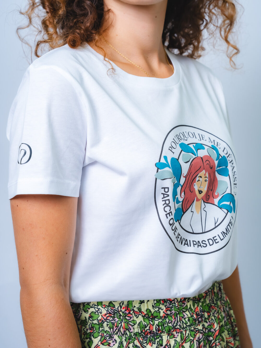 T-shirt col rond <br>"Pourquoi je me dépasse ? Parce que je n’ai pas de limites."