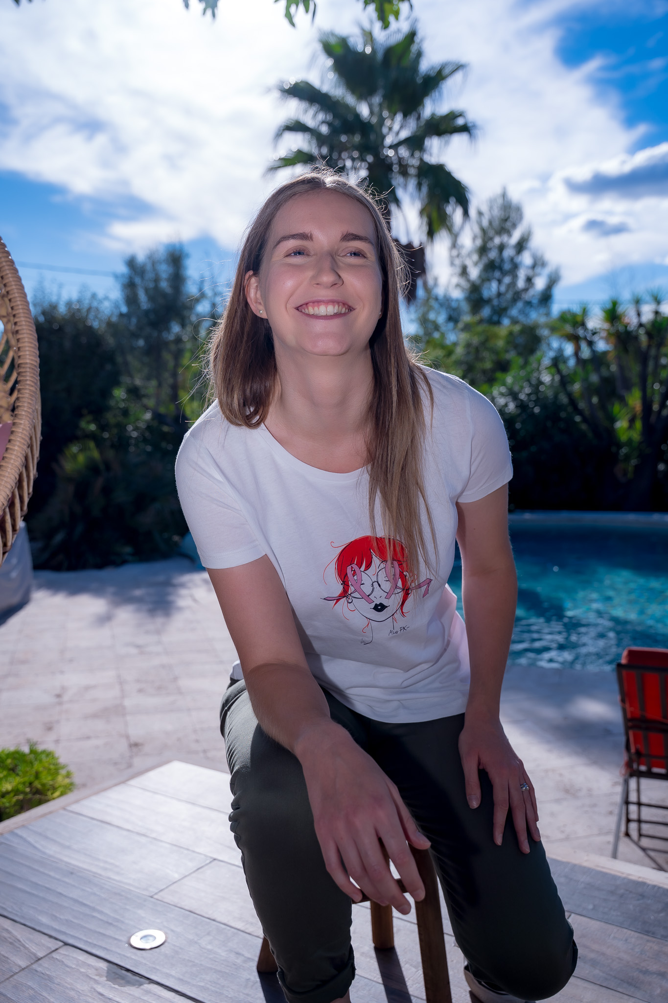 T-shirt col rond Miss PK Ruban Rose – Image 3